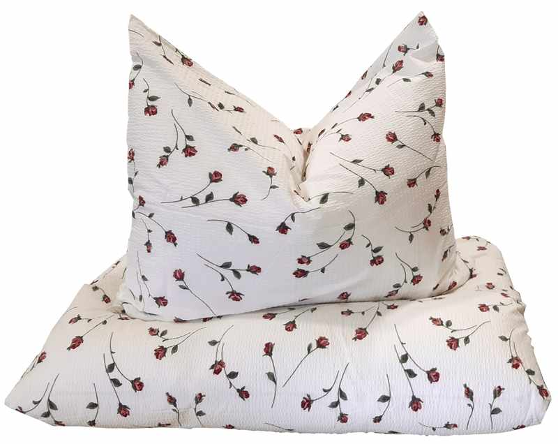 Polsterbezug, Rose rot, 60/80 mit Zipp